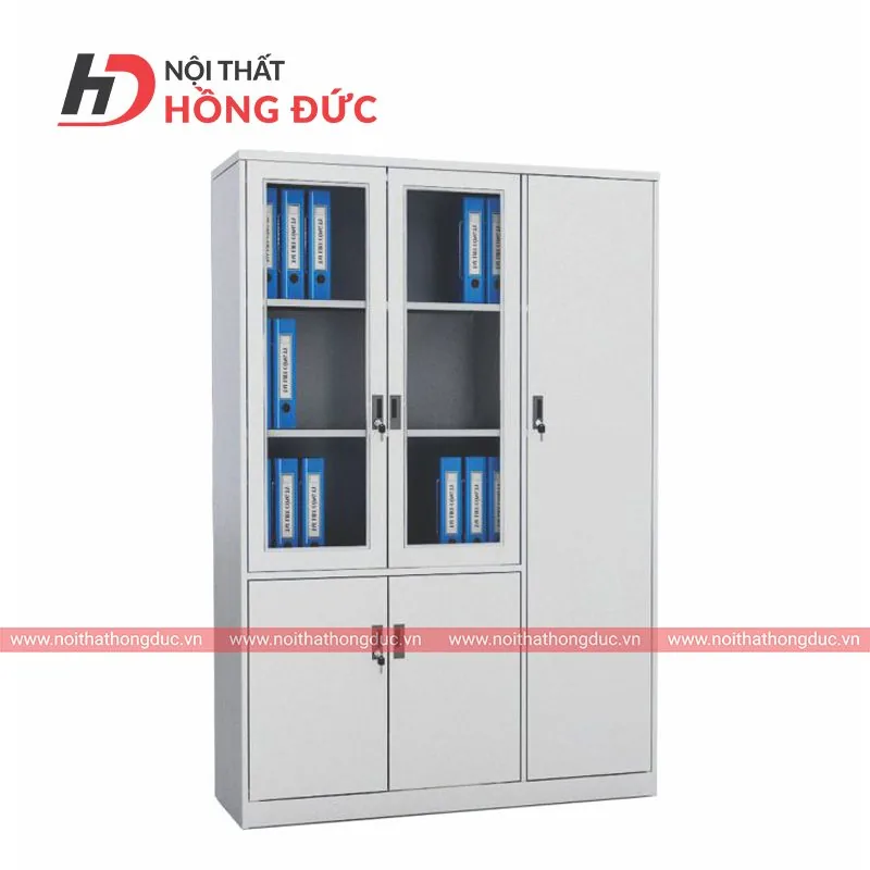 Tủ sắt HTS03-3K phần trên cánh kính, phần dưới cánh kín