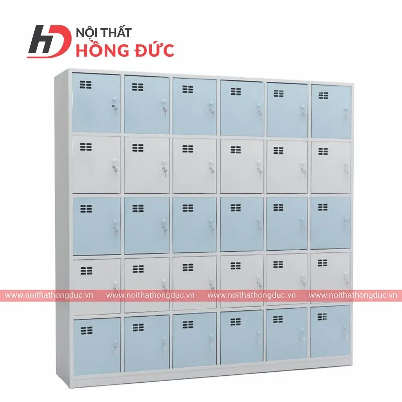 Tủ sắt nhiều ô HTS30 chụp chính diện, thấy rõ các khoang