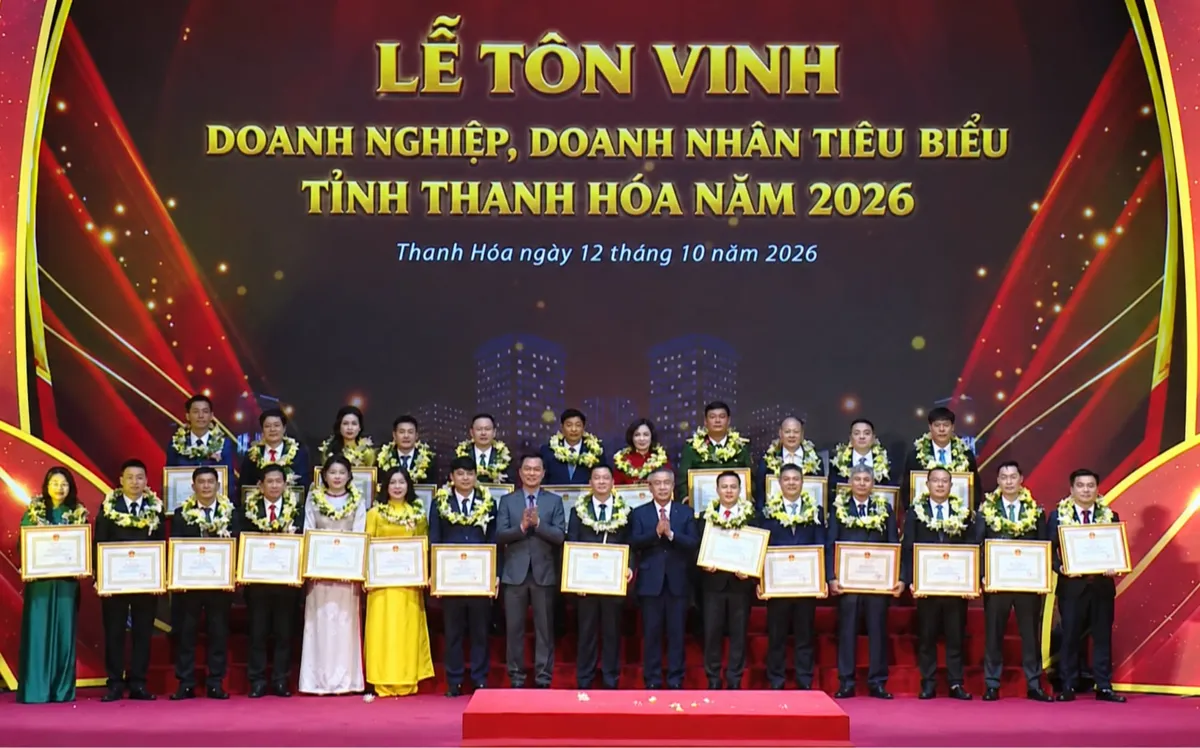 Lễ tôn vinh Doanh nghiệp, Doanh nhân tiêu biểu tỉnh Thanh Hóa năm 2026, ngày 12/10/2026